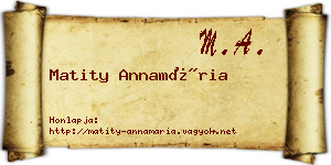 Matity Annamária névjegykártya